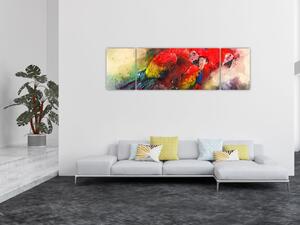 Obraz czerwonych papug Ara (170x50 cm)