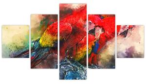 Obraz czerwonych papug Ara (125x70 cm)