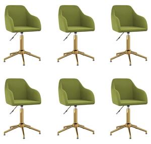 Obrotowe krzesła stołowe, 6 szt., jasnozielone, obite aksamitem