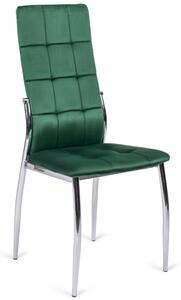 Krzesło Tapicerowane do Jadalni K416 Welurowe Butelkowa Zieleń