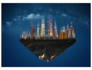 Obraz - Wielkie miasto unoszące się w kosmosie (70x50 cm)