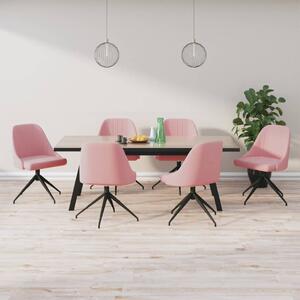 Krzesła stołowe, 6 szt., różowe, obite aksamitem