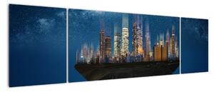 Obraz - Wielkie miasto unoszące się w kosmosie (170x50 cm)