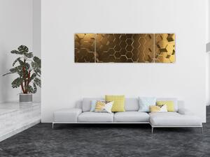 Obraz - Złote sześciokąty (170x50 cm)