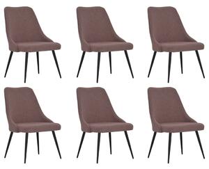 Krzesła stołowe, 6 szt., brązowe, tapicerowane tkaniną