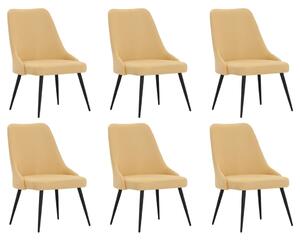 Krzesła stołowe, 6 szt., żółte, tapicerowane tkaniną