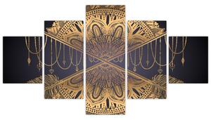 Obraz - Złota mandala ze strzałkami (125x70 cm)