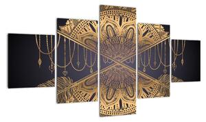 Obraz - Złota mandala ze strzałkami (125x70 cm)