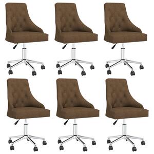 Obrotowe krzesła stołowe, 6 szt., brązowe, obite tkaniną