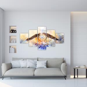 Obraz - Łapacz snów z piórami (125x70 cm)