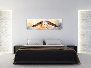 Obraz - Łapacz snów z piórami (170x50 cm)