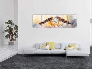 Obraz - Łapacz snów z piórami (170x50 cm)