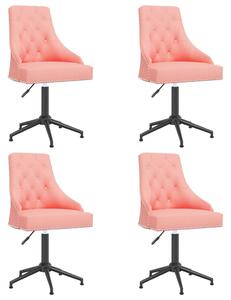 Obrotowe krzesła stołowe, 4 szt., różowe, aksamitne