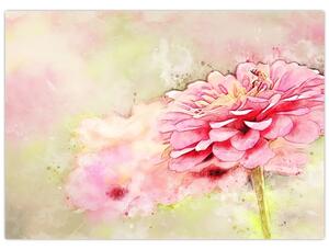 Obraz - Różowy kwiat, akwarela (70x50 cm)