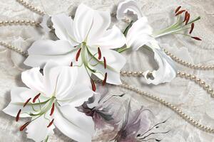 Tapeta lilia z perłami