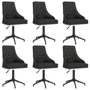 Obrotowe krzesła stołowe, 6 szt., czarne, aksamitne