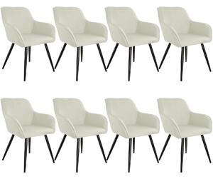 Tectake 404677 8x krzesło marilyn w optyce lnu - kremowy/czarny