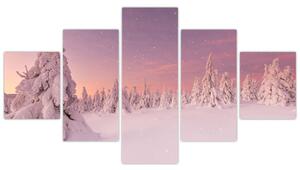 Obraz - Drzewa pod warstwą śniegu (125x70 cm)