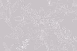Tapeta lilia rysunkowa na szarym tle