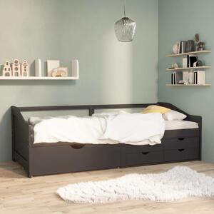 3-osobowa sofa/łóżko z szufladami, szara, sosnowa, 90 x 200 cm