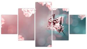 Obraz - Motyl wśród kwiatów (125x70 cm)