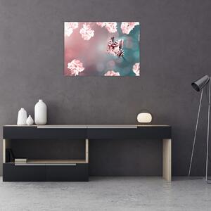 Obraz - Motyl wśród kwiatów (70x50 cm)