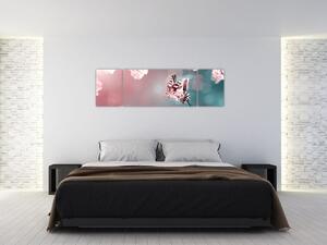 Obraz - Motyl wśród kwiatów (170x50 cm)