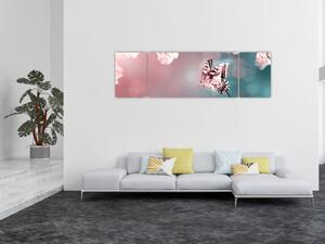 Obraz - Motyl wśród kwiatów (170x50 cm)
