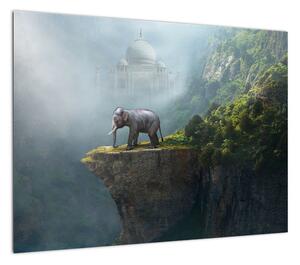 Obraz - Słonie na szczycie Tadż Mahal (70x50 cm)