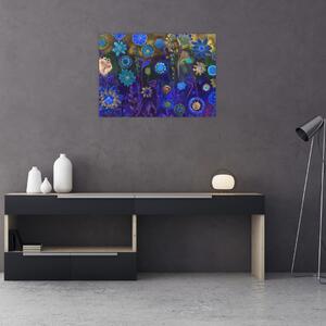 Obraz ciemnoniebieskich kwiatów (70x50 cm)