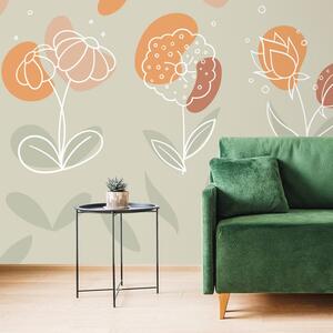 Samoprzylepna tapeta minimalistyczne kwiaty w subtelnych kolorach