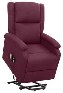 Masujący fotel podnoszony, rozkładany, fioletowy, tkanina