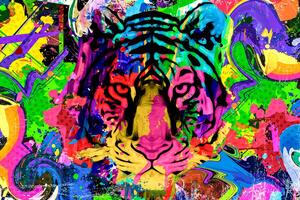 Samoprzylepna tapeta kolorowa głowa tygrysa