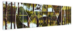 Obraz - Geometryczny kolaż na tle nordyckich lasów (170x50 cm)