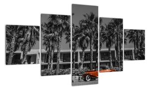Obraz - Retro czerwony samochód (125x70 cm)