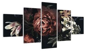 Obraz - Ciemne kwiaty (125x70 cm)