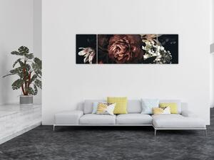Obraz - Ciemne kwiaty (170x50 cm)