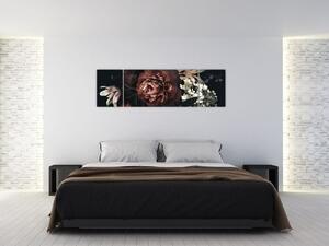 Obraz - Ciemne kwiaty (170x50 cm)