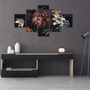 Obraz - Ciemne kwiaty (125x70 cm)