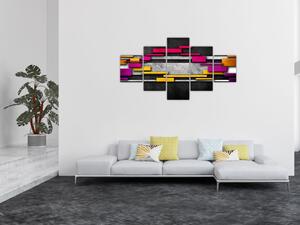 Obraz kolorowej abstrakcji na czarnym tle (125x70 cm)