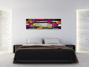 Obraz kolorowej abstrakcji na czarnym tle (170x50 cm)
