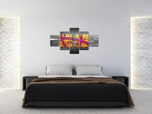 Obraz kolorowych kwadratów na czarnym tle (125x70 cm)