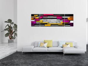 Obraz kolorowej abstrakcji na czarnym tle (170x50 cm)