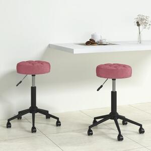 Obrotowe krzesła stołowe, 2 szt., różowe, aksamitne