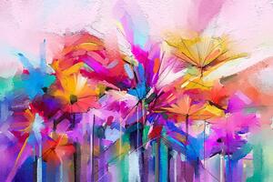 Tapeta abstrakcyjne kolorowe kwiaty