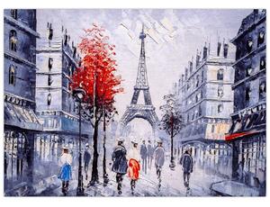 Obraz ulicy w Paryżu, obraz olejny (70x50 cm)