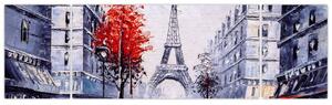 Obraz ulicy w Paryżu, obraz olejny (170x50 cm)