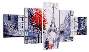 Obraz ulicy w Paryżu, obraz olejny (125x70 cm)