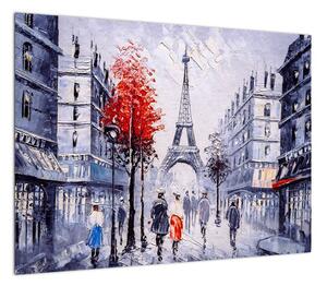 Obraz ulicy w Paryżu, obraz olejny (70x50 cm)