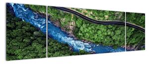 Obraz - Rzeka między górami, Kaukaz, Rosja (170x50 cm)